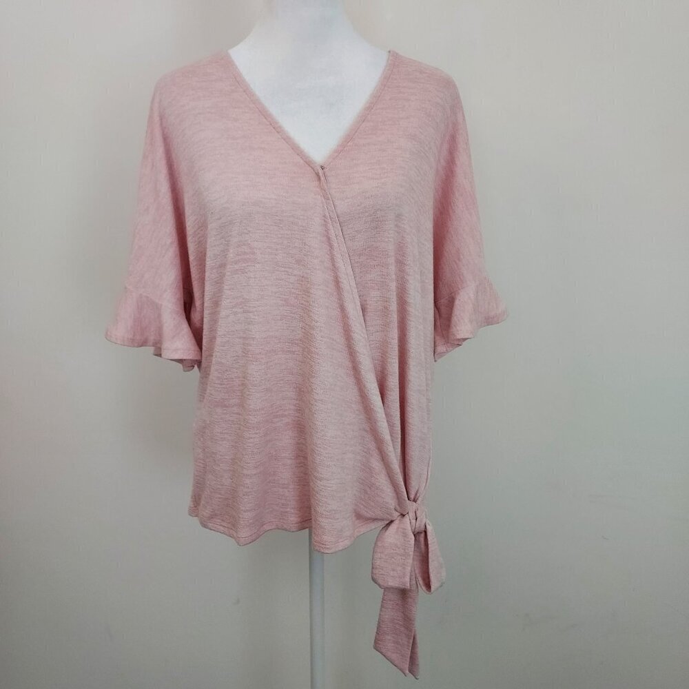 Gap Softspun Wrap Front Pink Knit Top Size Large